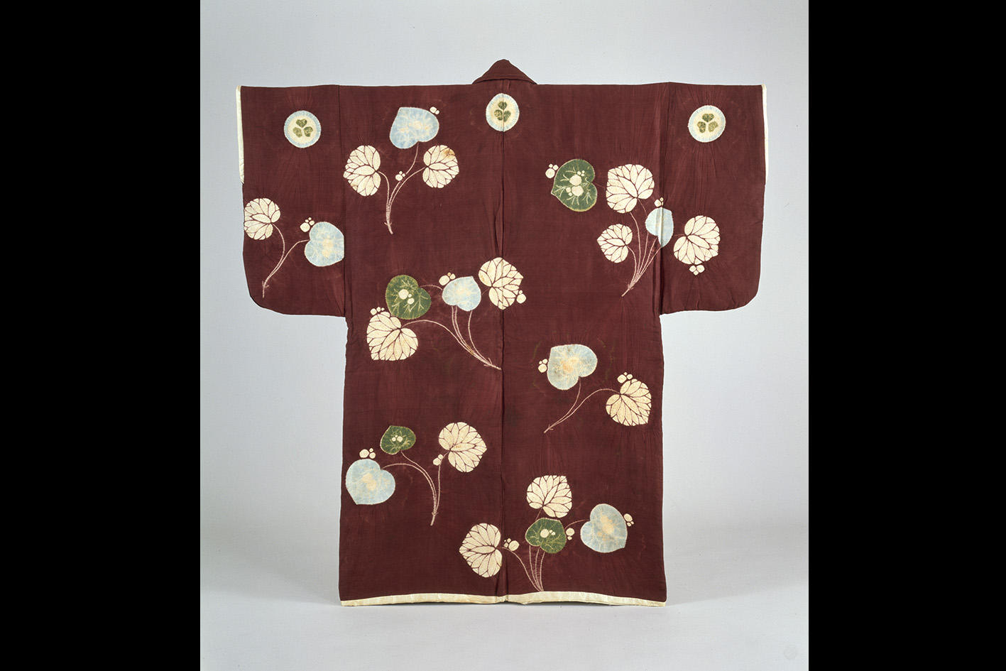 Haori Jacket, scattered aoi-leaf design, stitch-resist tie-dyeing